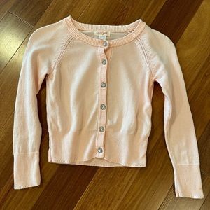 Cat & Jack Pale Pink Jeweled Silver Button Up Cardigan Sweater XS 4/5 GUC